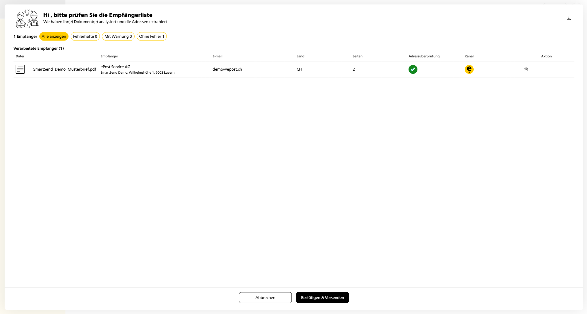 ePost-SmartSend-Adresspruefung