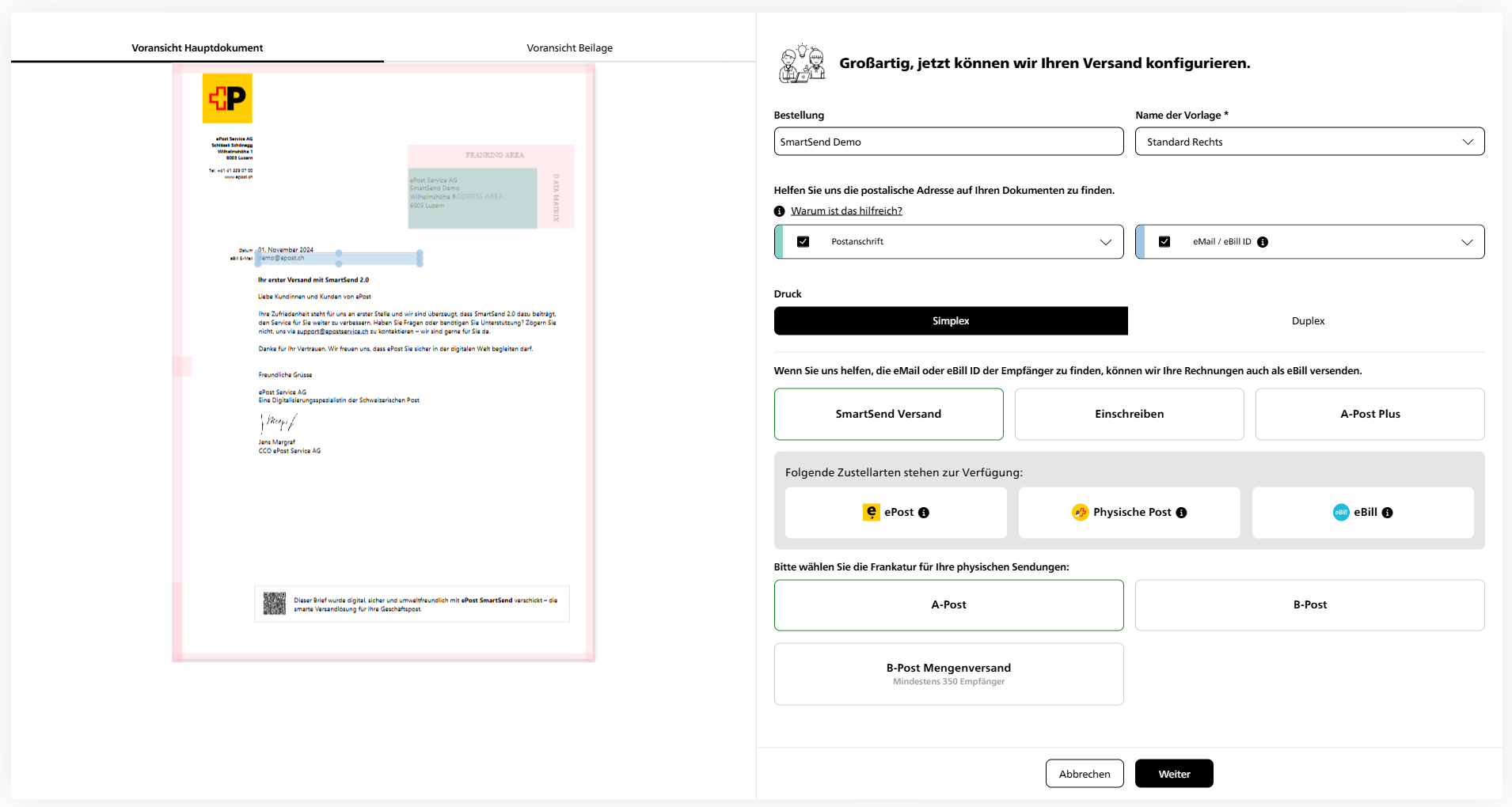 ePost-SmartSend-versand-konfigurieren
