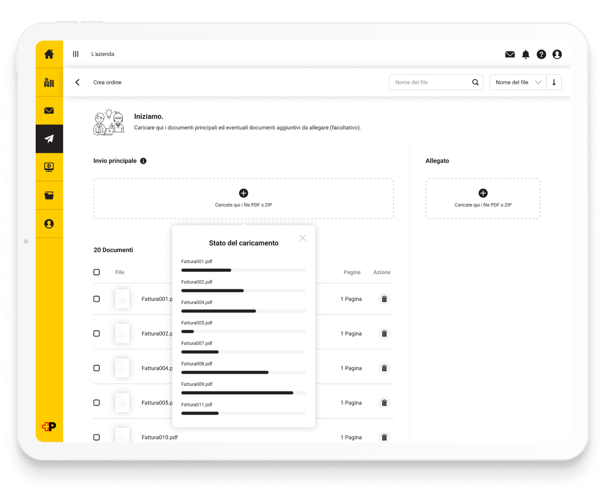 Schermata dashboard SmartSend