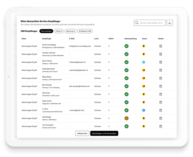 SmartSend – Zustellung