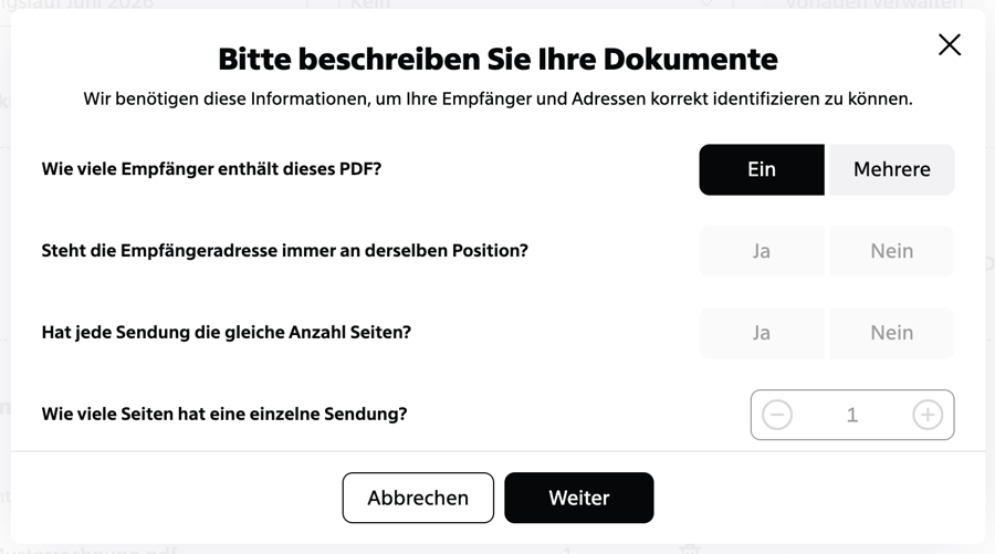 SmartSend Dokument beschreiben