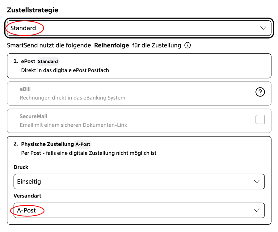 SmartSend Zustellstrategie